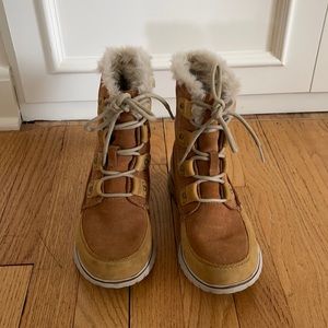 Sorel faux fur lined lace-up booties